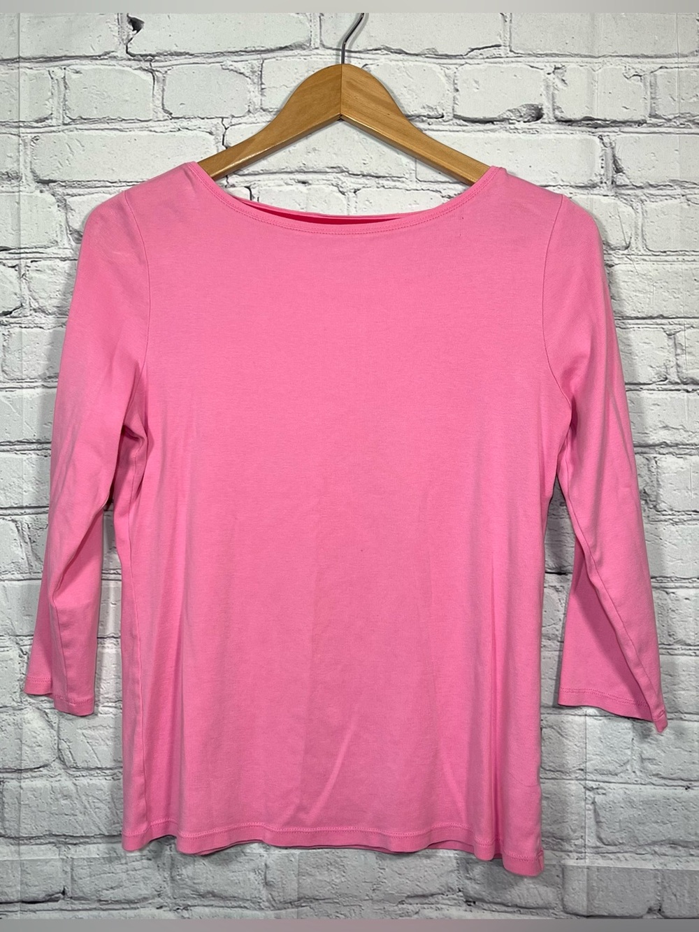 Talbots T Shirt Womens Size Medium Pink Round Neck Long Sleeve Pima Cotton